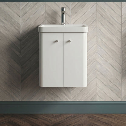 [BFCU103] Flashbrook Contemporary Wall Hung 2 Door Vanity Unit with 1 Tap Hole Basin, Choice of Size and Colour - Silo