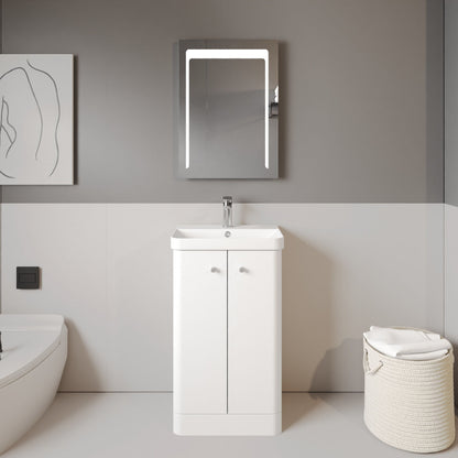 [BFCU104] Flashbrook Contemporary Floor Standing 2 Door Vanity Unit with 1 Tap Hole Ceramic Basin - Choice of Size and Finish - Lifestyle 1