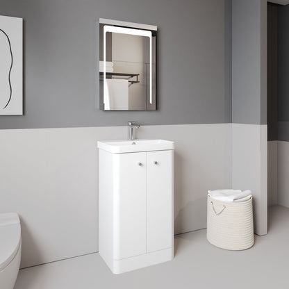 [BFCU104] Flashbrook Contemporary Floor Standing 2 Door Vanity Unit with 1 Tap Hole Ceramic Basin - Choice of Size and Finish - Lifestyle 3