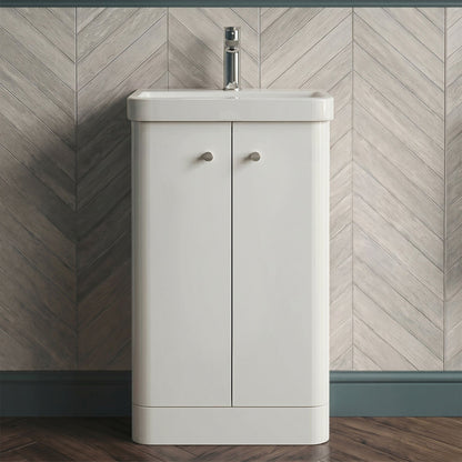 [BFCU104] Flashbrook Contemporary Floor Standing 2 Door Vanity Unit with 1 Tap Hole Ceramic Basin - Choice of Size and Finish - Silo