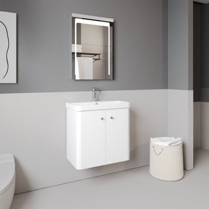 [BFCU105] Flashbrook Contemporary Wall Hung 2 Door Vanity Unit with 1 Tap Hole Basin, Choice of Size and Colour - Lifestyle 3