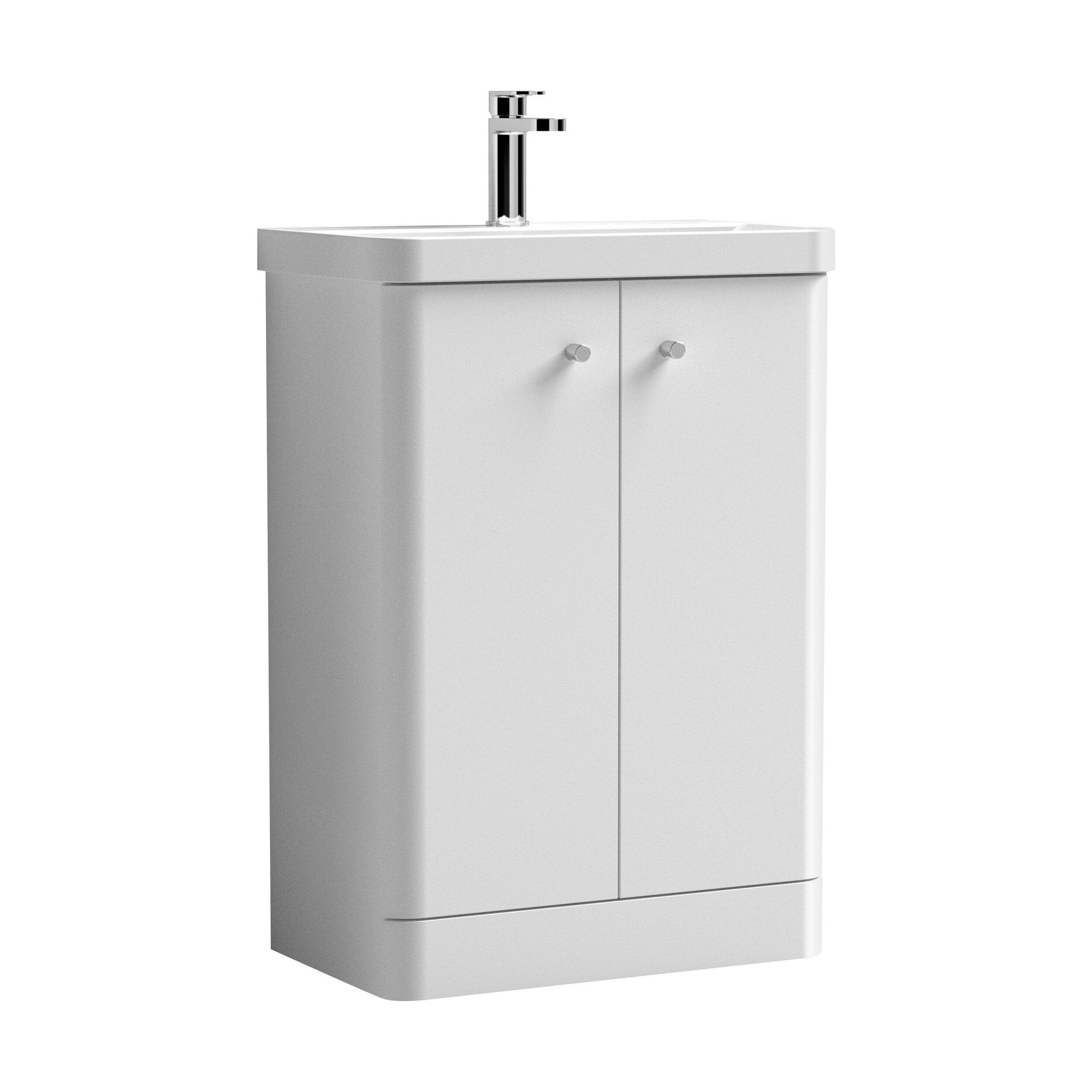 [BFCU106] Flashbrook Contemporary Floor Standing 2 Door Vanity Unit with 1 Tap Hole Ceramic Basin - Choice of Size and Finish - Cutout