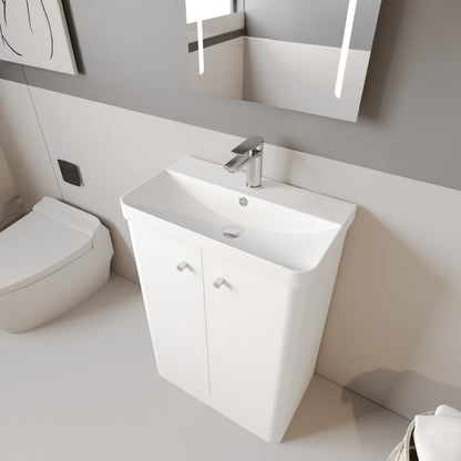 [BFCU106] Flashbrook Contemporary Floor Standing 2 Door Vanity Unit with 1 Tap Hole Ceramic Basin - Choice of Size and Finish - Lifestyle 2