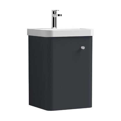 [BFCU1401] Flashbrook Contemporary Wall Hung 1 Door Vanity Unit with Ceramic Sink - 400mm - Cutout