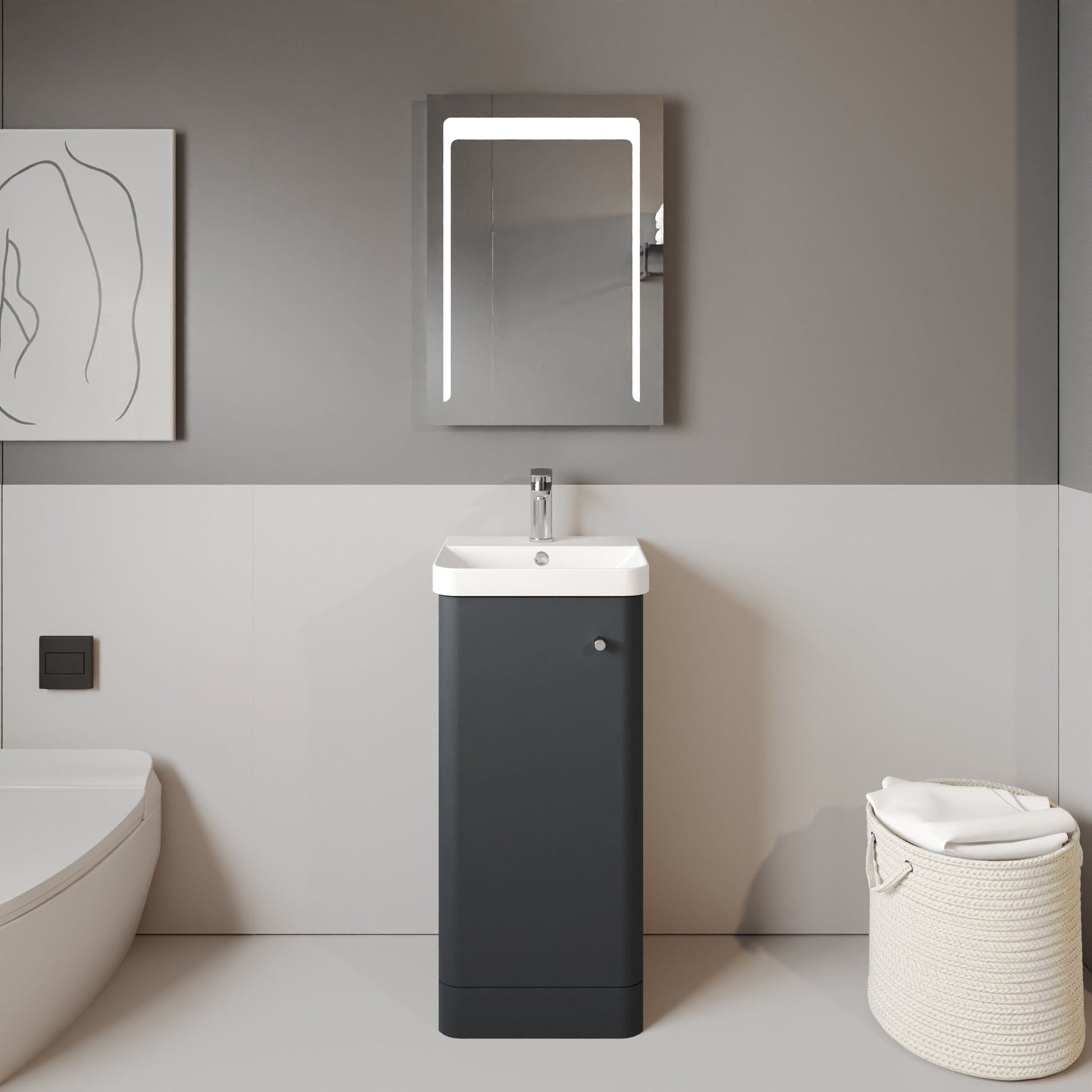 [BFCU1402] Flashbrook Floor Standing 1 Door Vanity Unit with Ceramic Basin - 400mm, Choice of Colour - Lifestyle 1