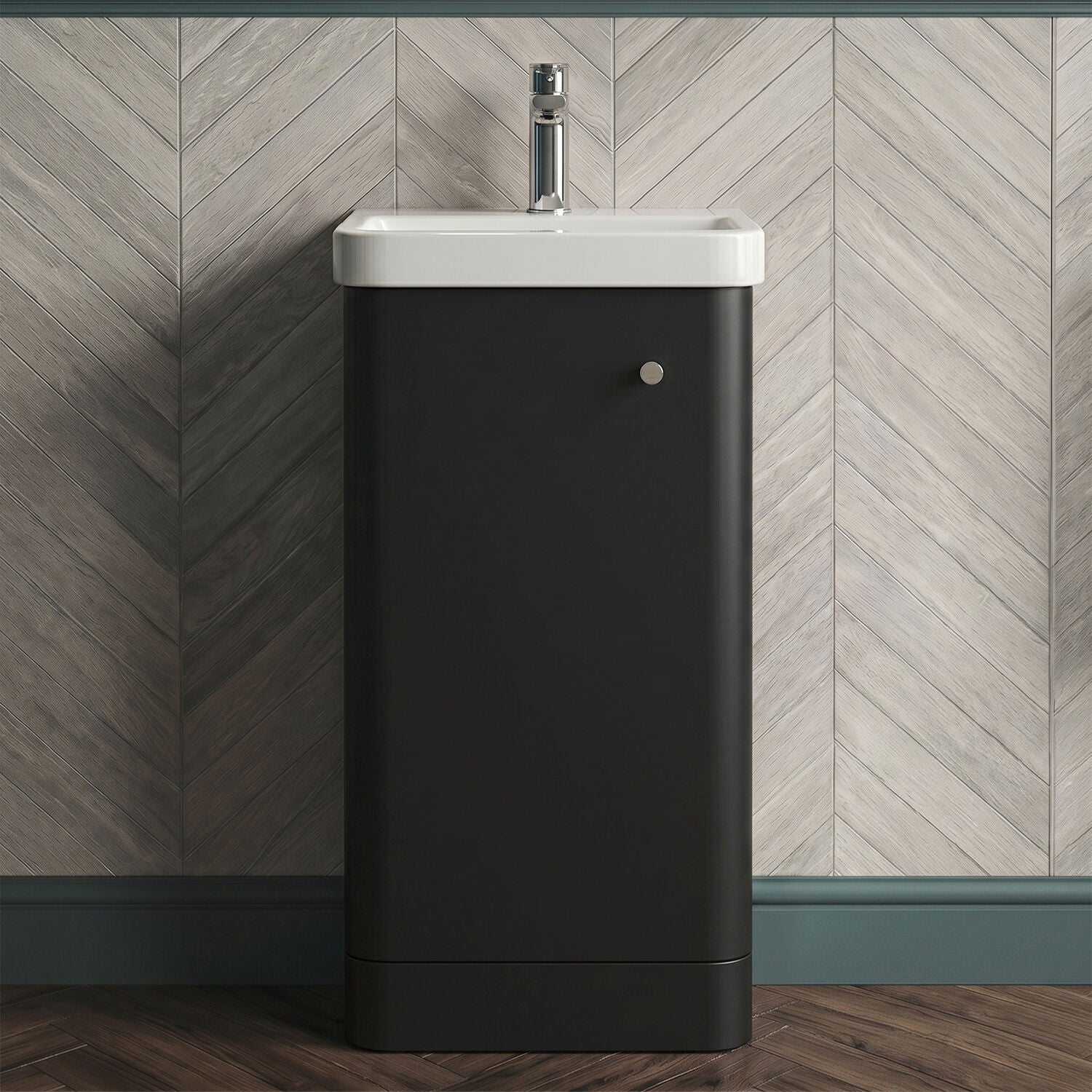 [BFCU1402] Flashbrook Floor Standing 1 Door Vanity Unit with Ceramic Basin - 400mm, Choice of Colour - Silo