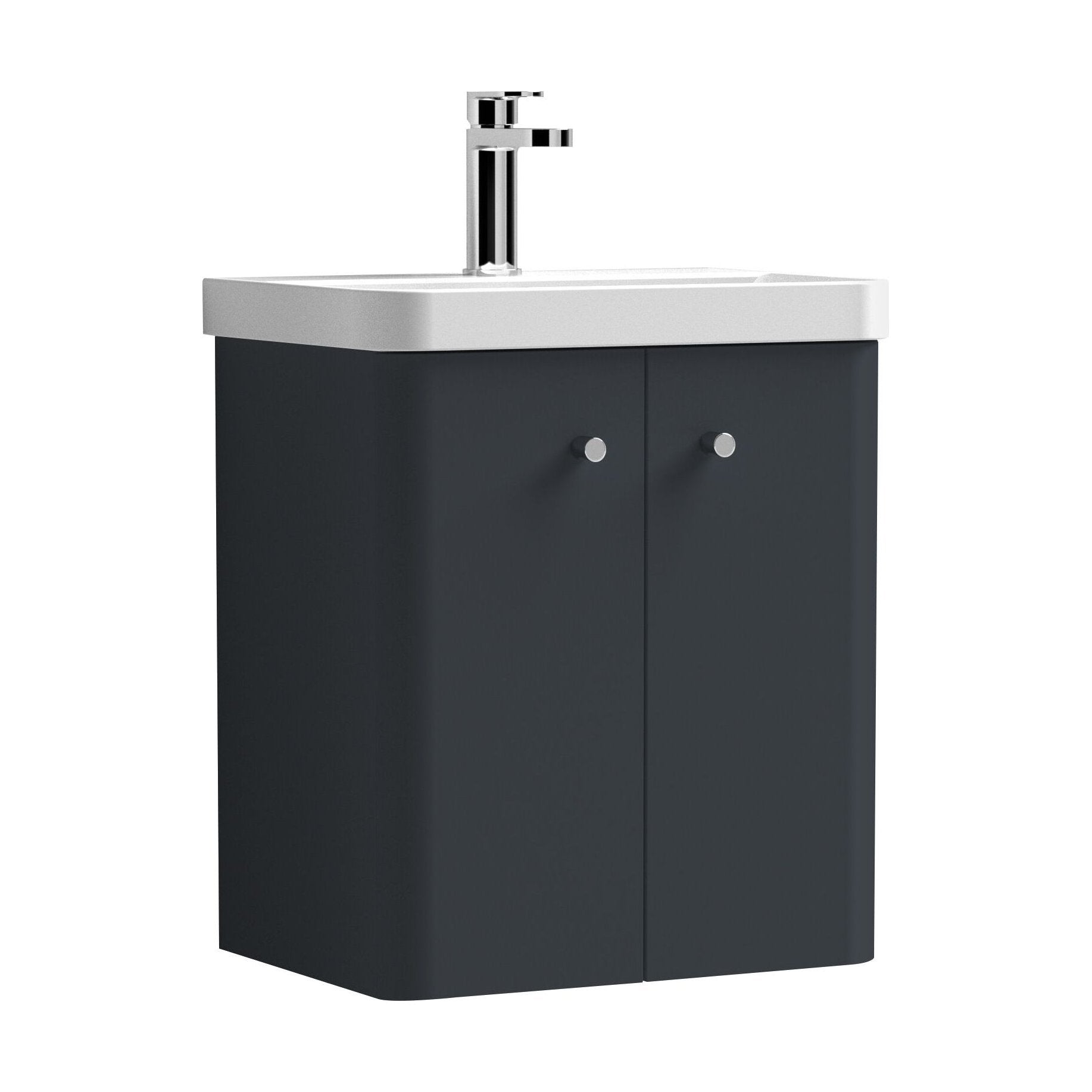 [BFCU1403] Flashbrook Contemporary Wall Hung 2 Door Vanity Unit with 1 Tap Hole Basin, Choice of Size and Colour - Cutout