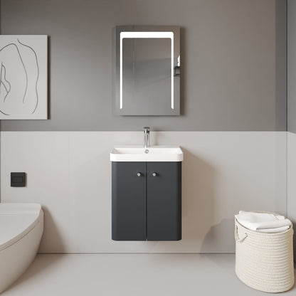 [BFCU1403] Flashbrook Contemporary Wall Hung 2 Door Vanity Unit with 1 Tap Hole Basin, Choice of Size and Colour - Lifestyle 1