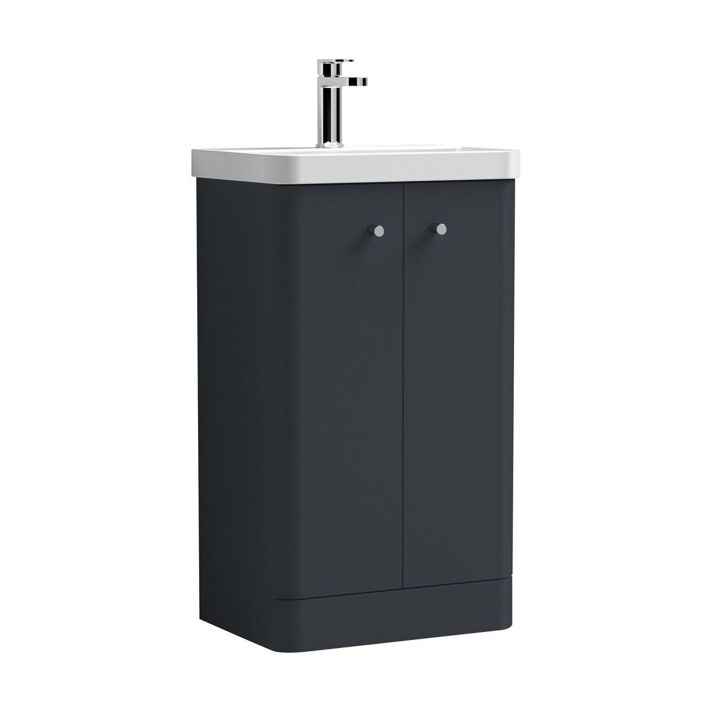 [BFCU1404] Flashbrook Contemporary Floor Standing 2 Door Vanity Unit with 1 Tap Hole Ceramic Basin - Choice of Size and Finish - Cutout