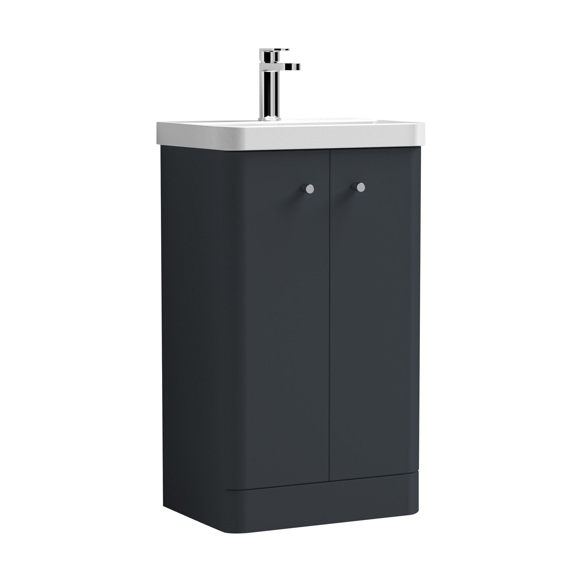 [BFCU1404] Flashbrook Contemporary Floor Standing 2 Door Vanity Unit with 1 Tap Hole Ceramic Basin - Choice of Size and Finish - Cutout