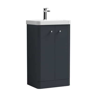 [BFCU1404] Flashbrook Contemporary Floor Standing 2 Door Vanity Unit with 1 Tap Hole Ceramic Basin - Choice of Size and Finish - Cutout
