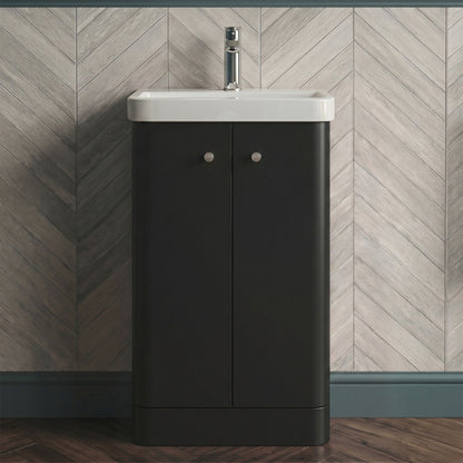 [BFCU1404] Flashbrook Contemporary Floor Standing 2 Door Vanity Unit with 1 Tap Hole Ceramic Basin - Choice of Size and Finish - Silo