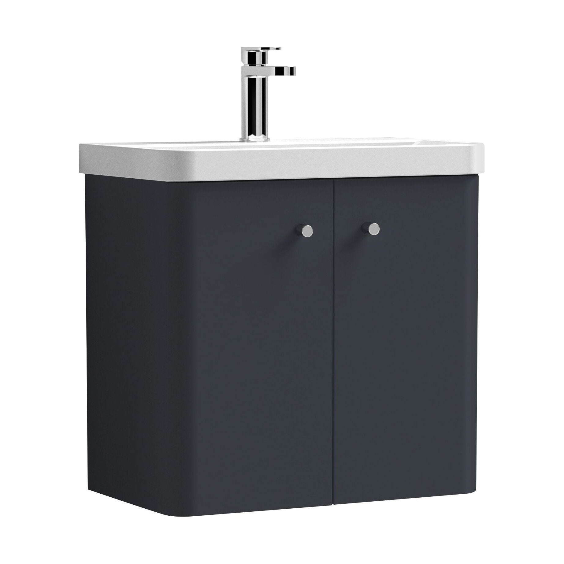 [BFCU1405] Flashbrook Contemporary Wall Hung 2 Door Vanity Unit with 1 Tap Hole Basin, Choice of Size and Colour - Cutout