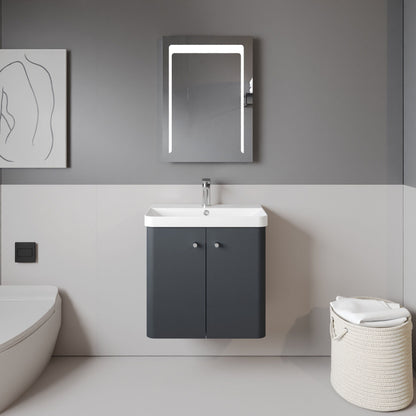 [BFCU1405] Flashbrook Contemporary Wall Hung 2 Door Vanity Unit with 1 Tap Hole Basin, Choice of Size and Colour - Lifestyle 1