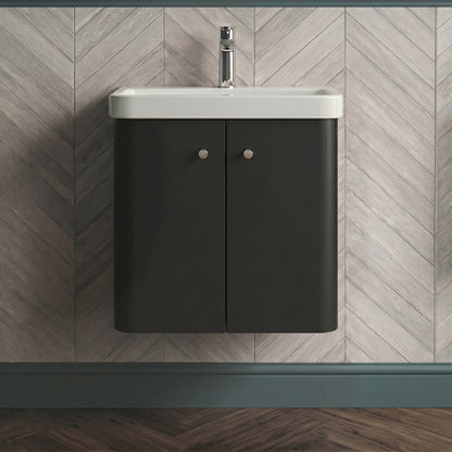 [BFCU1405] Flashbrook Contemporary Wall Hung 2 Door Vanity Unit with 1 Tap Hole Basin, Choice of Size and Colour - Silo