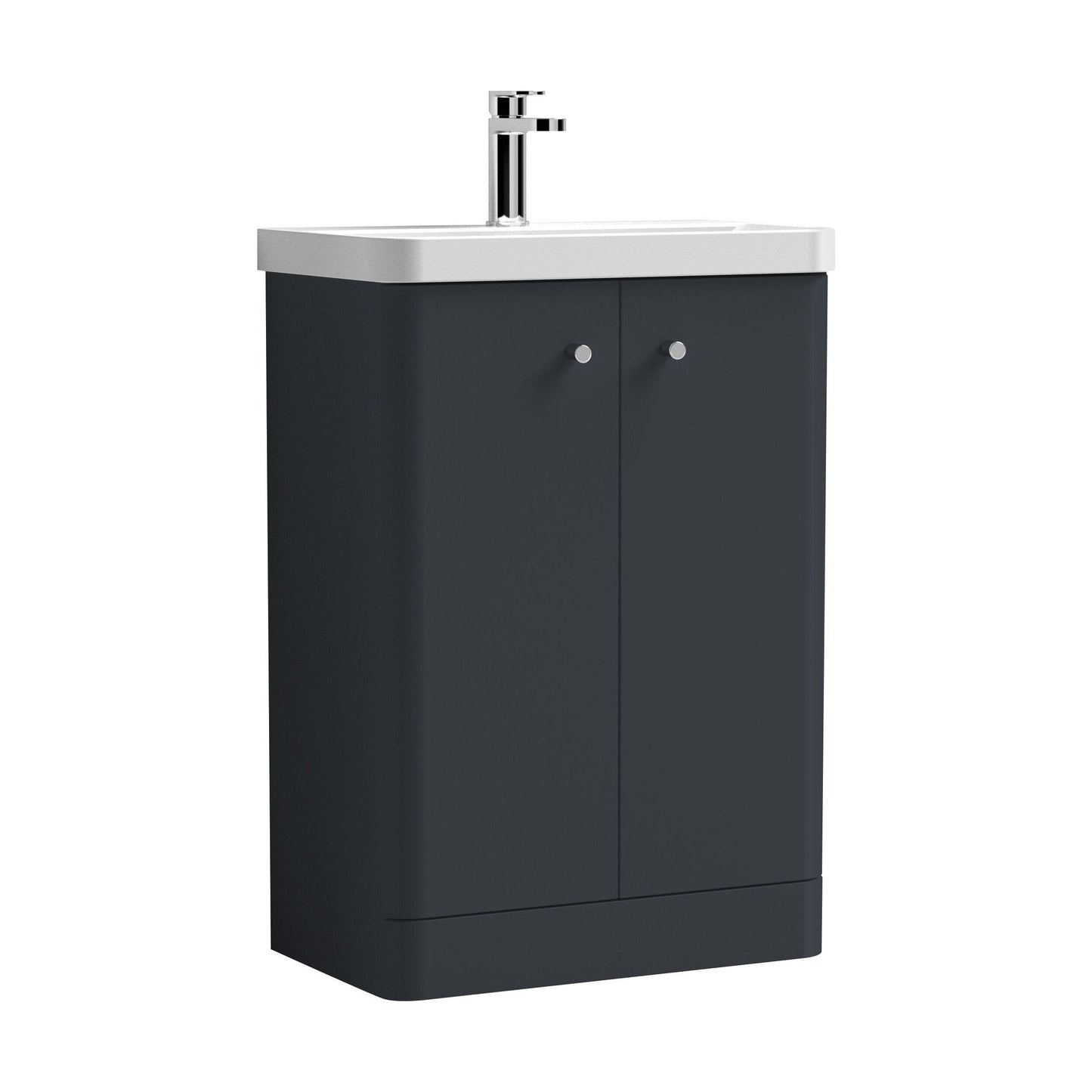 [BFCU1406] Flashbrook Contemporary Floor Standing 2 Door Vanity Unit with 1 Tap Hole Ceramic Basin - Choice of Size and Finish - Cutout