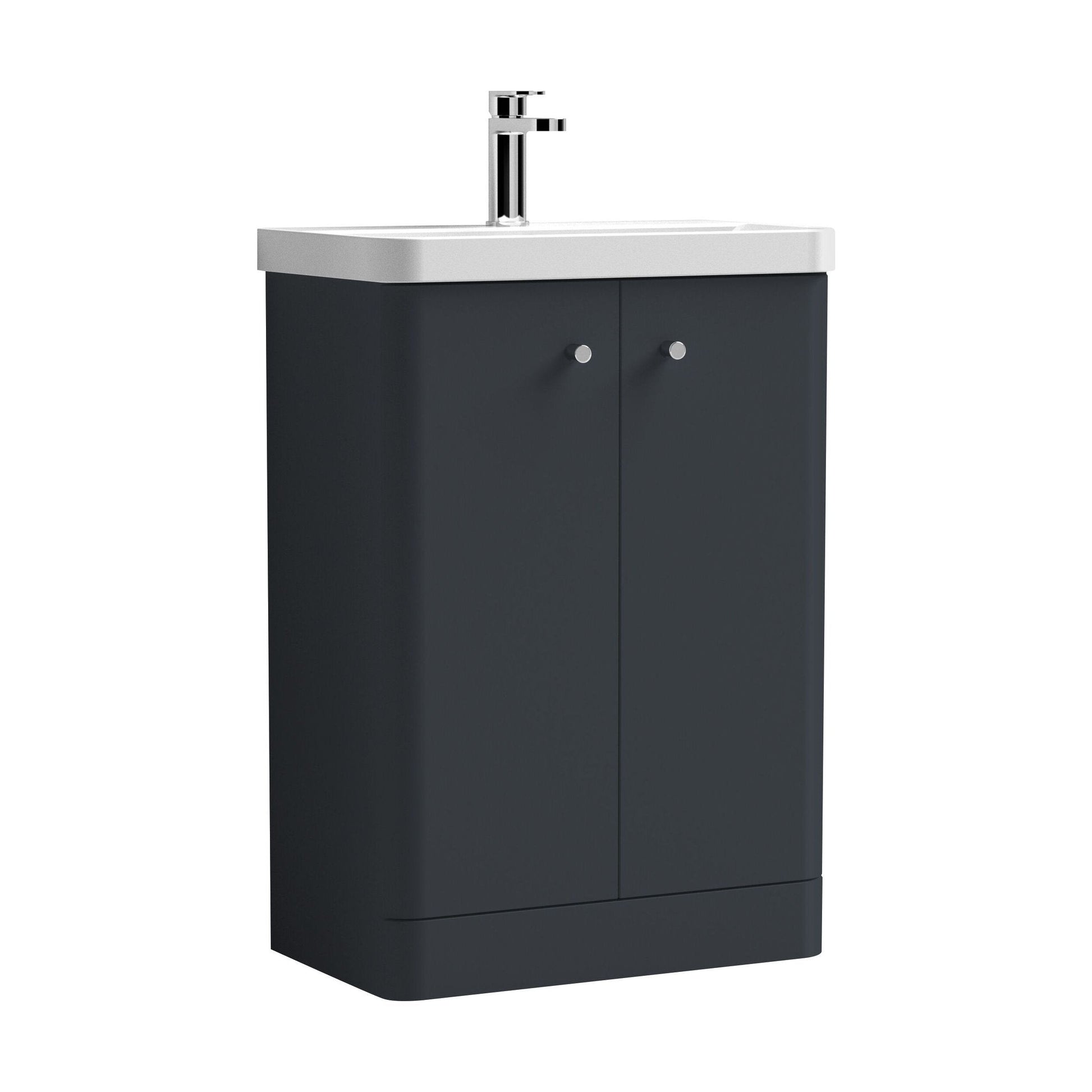 [BFCU1406] Flashbrook Contemporary Floor Standing 2 Door Vanity Unit with 1 Tap Hole Ceramic Basin - Choice of Size and Finish - Cutout