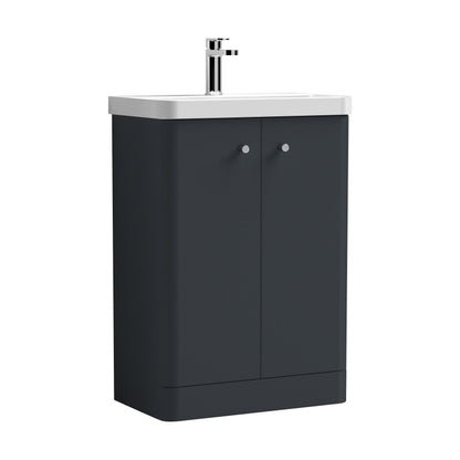 [BFCU1406] Flashbrook Contemporary Floor Standing 2 Door Vanity Unit with 1 Tap Hole Ceramic Basin - Choice of Size and Finish - Cutout