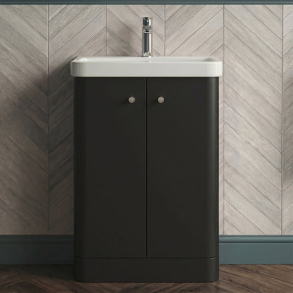 [BFCU1406] Flashbrook Contemporary Floor Standing 2 Door Vanity Unit with 1 Tap Hole Ceramic Basin - Choice of Size and Finish - Silo