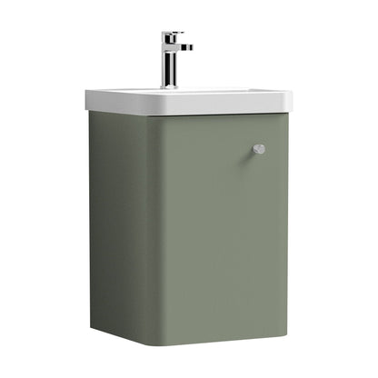 [BFCU801] Flashbrook Contemporary Wall Hung 1 Door Vanity Unit with Ceramic Sink - 400mm - Cutout