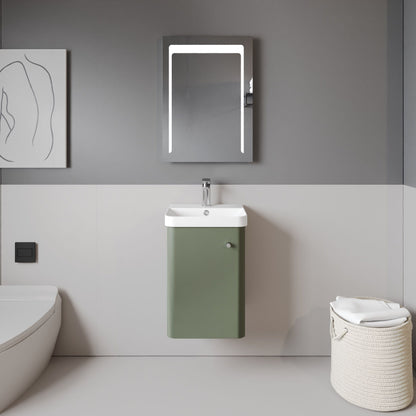[BFCU801] Flashbrook Contemporary Wall Hung 1 Door Vanity Unit with Ceramic Sink - 400mm - Lifestyle 1