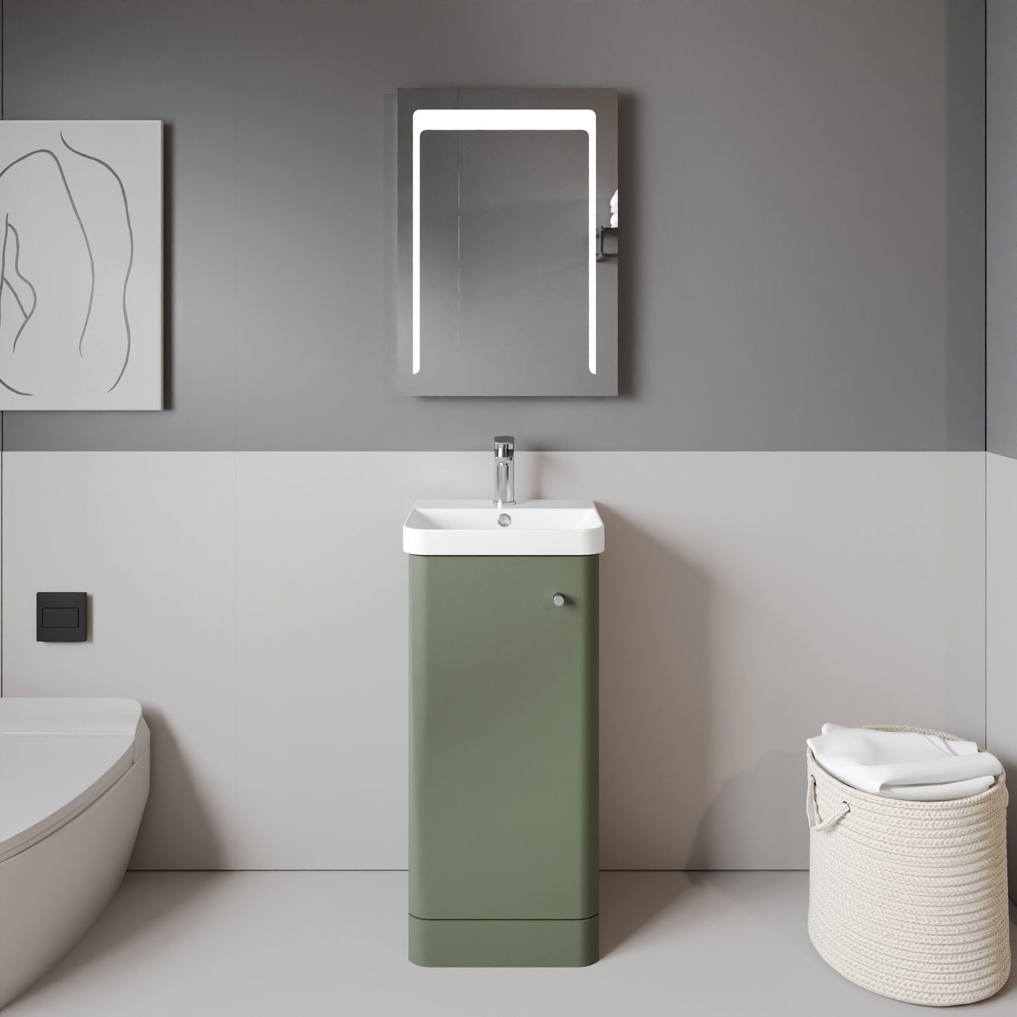 [BFCU802] Flashbrook Floor Standing 1 Door Vanity Unit with Ceramic Basin - 400mm, Choice of Colour - Lifestyle 1