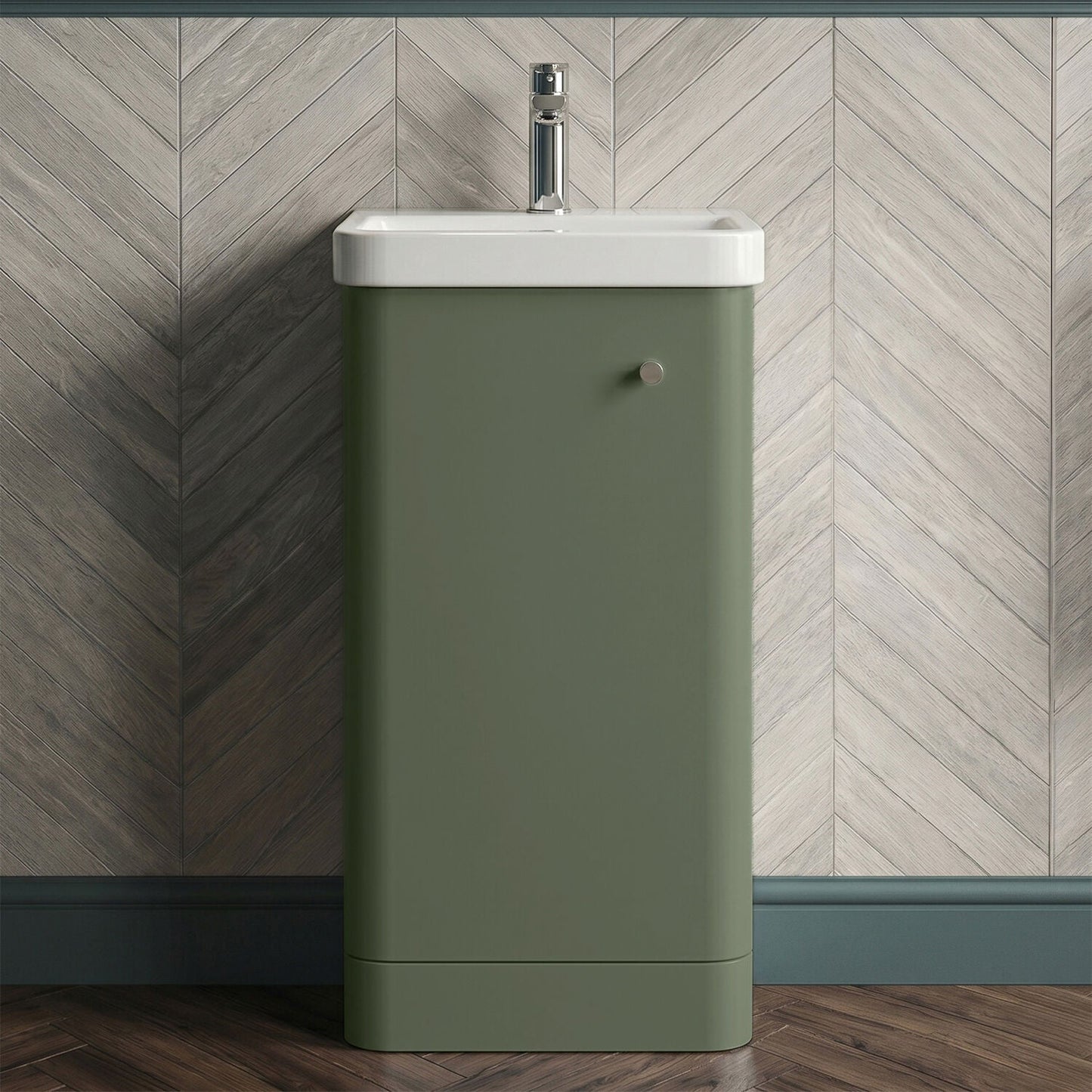 [BFCU802] Flashbrook Floor Standing 1 Door Vanity Unit with Ceramic Basin - 400mm, Choice of Colour - Silo