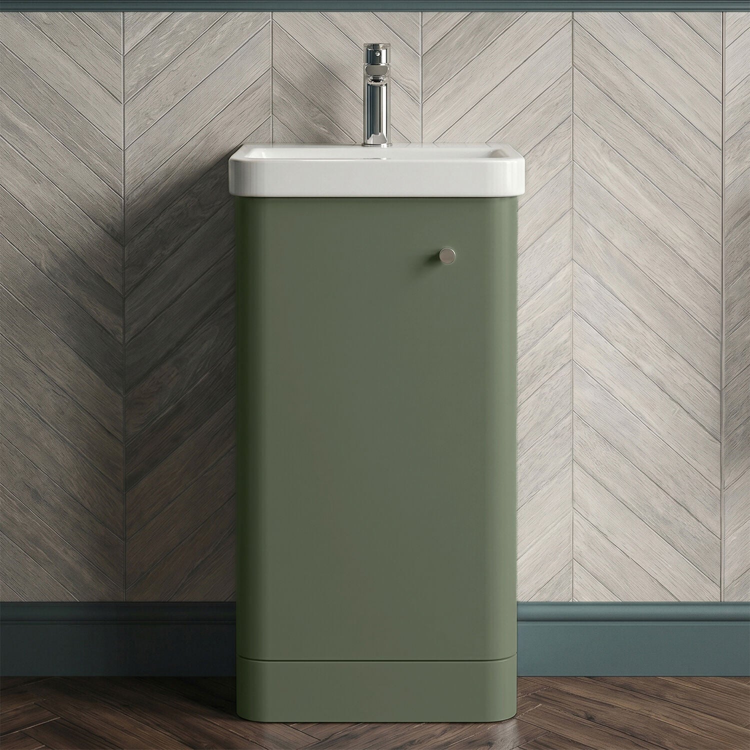 [BFCU802] Flashbrook Floor Standing 1 Door Vanity Unit with Ceramic Basin - 400mm, Choice of Colour - Silo