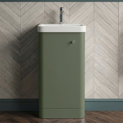 [BFCU802] Flashbrook Floor Standing 1 Door Vanity Unit with Ceramic Basin - 400mm, Choice of Colour - Silo