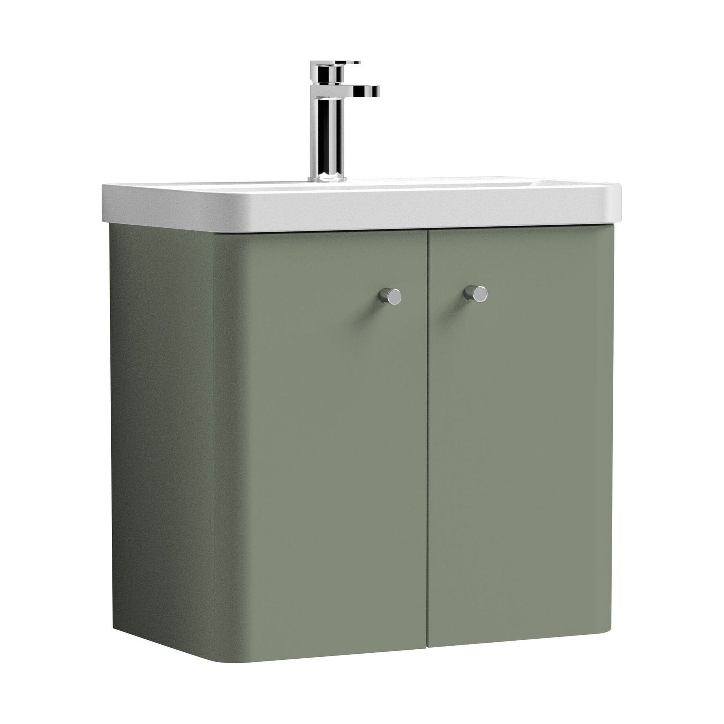 [BFCU805] Flashbrook Contemporary Wall Hung 2 Door Vanity Unit with 1 Tap Hole Basin, Choice of Size and Colour - Cutout