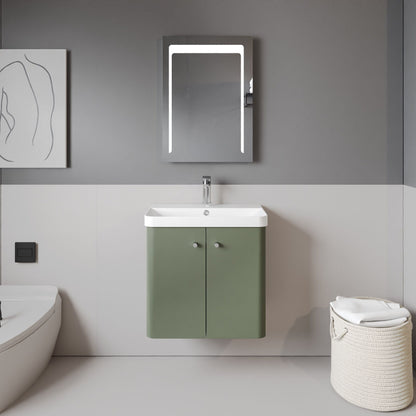 [BFCU805] Flashbrook Contemporary Wall Hung 2 Door Vanity Unit with 1 Tap Hole Basin, Choice of Size and Colour - Lifestyle 1
