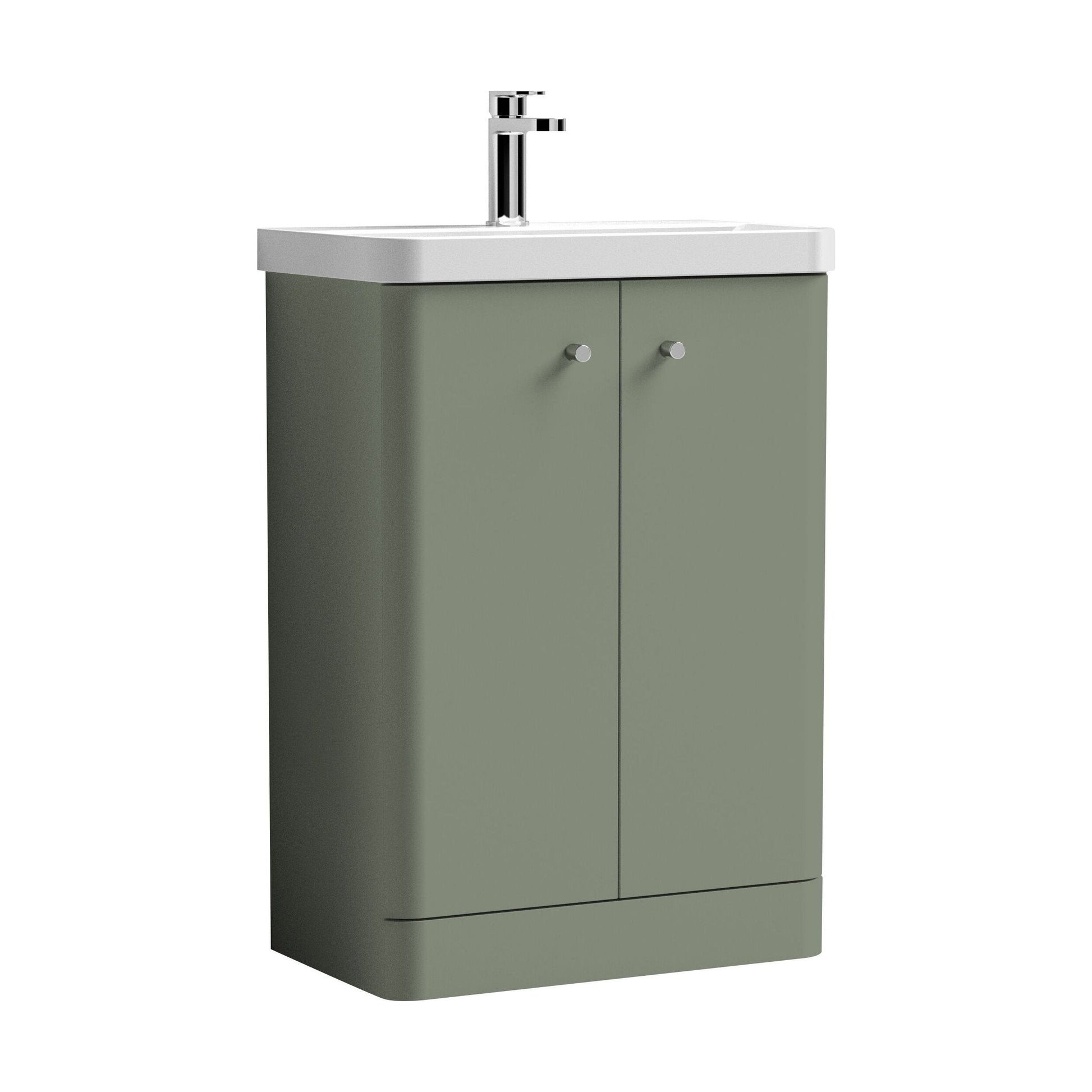 [BFCU806] Flashbrook Contemporary Floor Standing 2 Door Vanity Unit with 1 Tap Hole Ceramic Basin - Choice of Size and Finish - Cutout