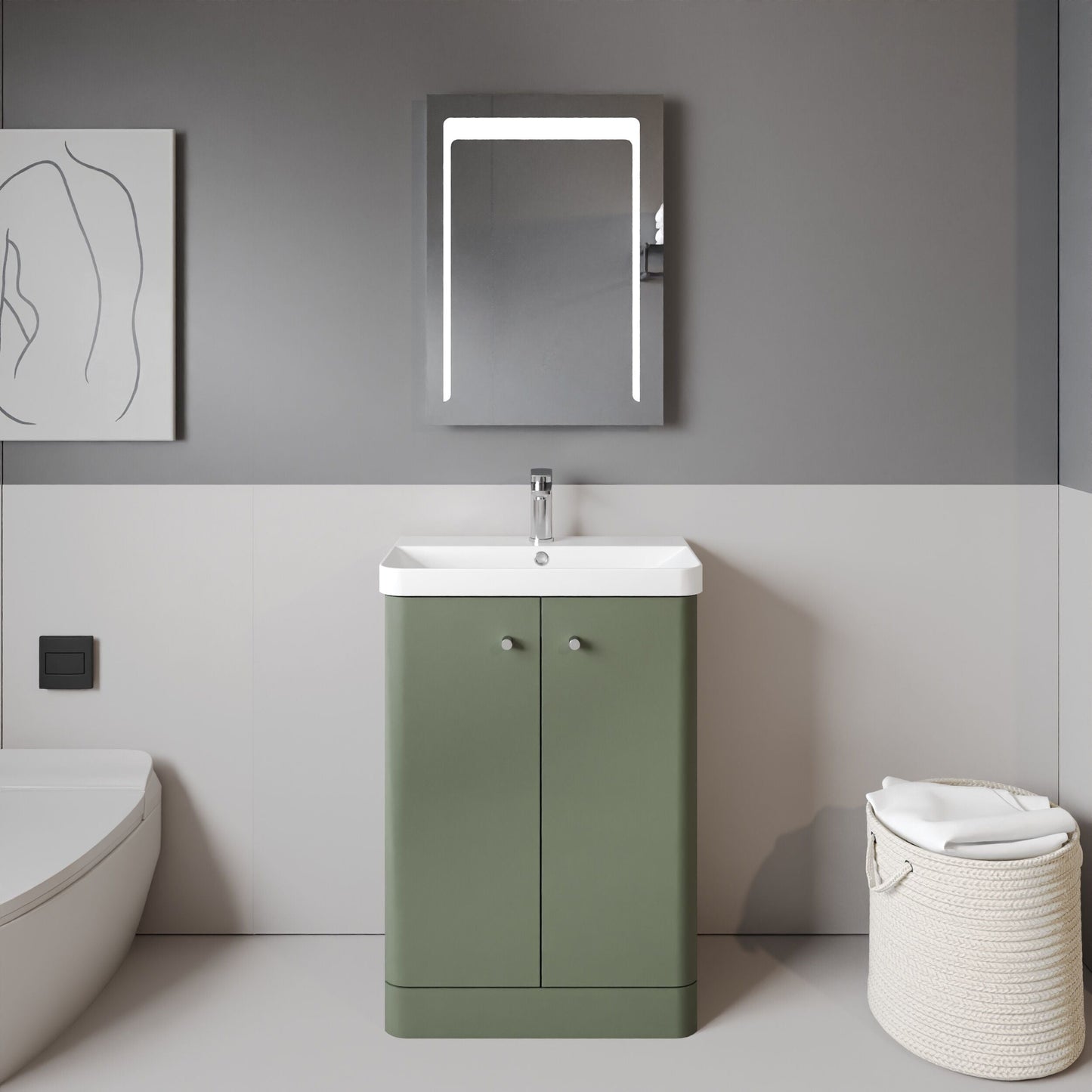[BFCU806] Flashbrook Contemporary Floor Standing 2 Door Vanity Unit with 1 Tap Hole Ceramic Basin - Choice of Size and Finish - Lifestyle 1