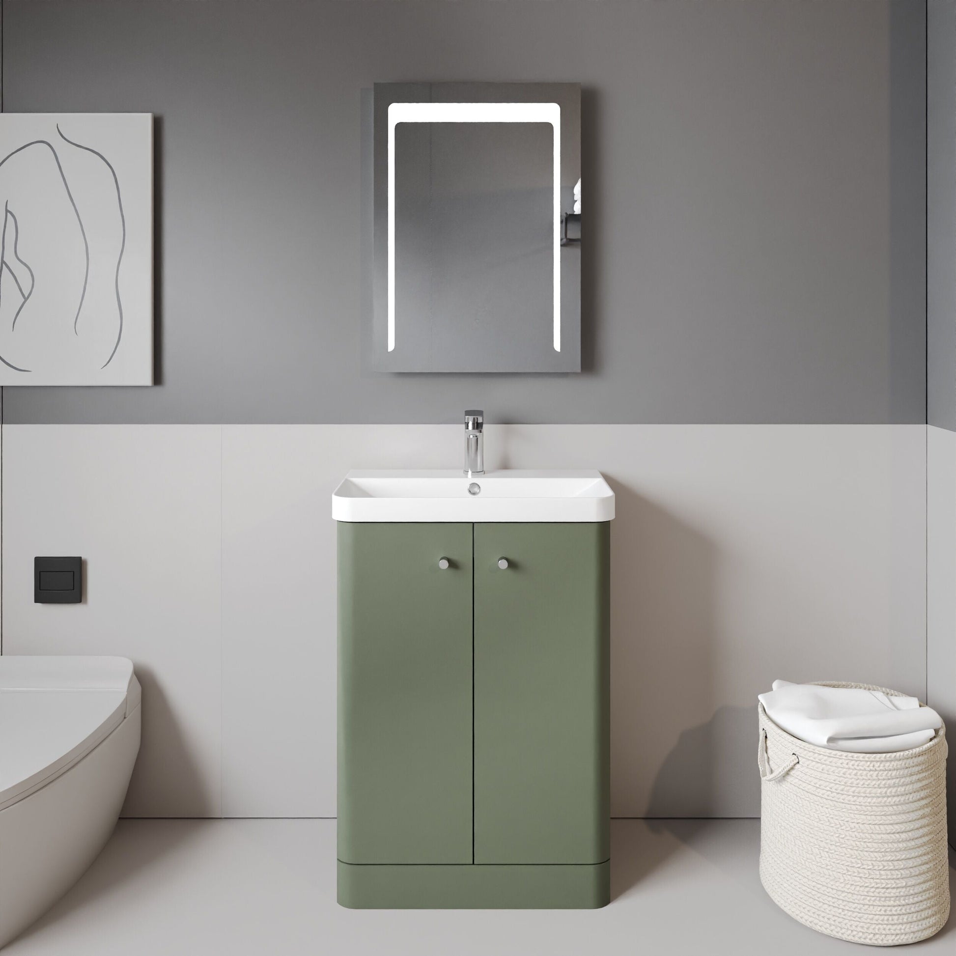 [BFCU806] Flashbrook Contemporary Floor Standing 2 Door Vanity Unit with 1 Tap Hole Ceramic Basin - Choice of Size and Finish - Lifestyle 1