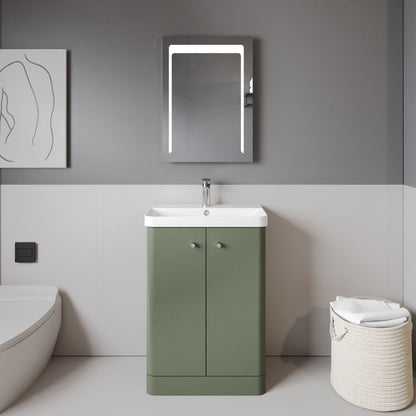 [BFCU806] Flashbrook Contemporary Floor Standing 2 Door Vanity Unit with 1 Tap Hole Ceramic Basin - Choice of Size and Finish - Lifestyle 1