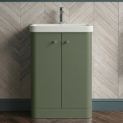[BFCU806] Flashbrook Contemporary Floor Standing 2 Door Vanity Unit with 1 Tap Hole Ceramic Basin - Choice of Size and Finish - Silo