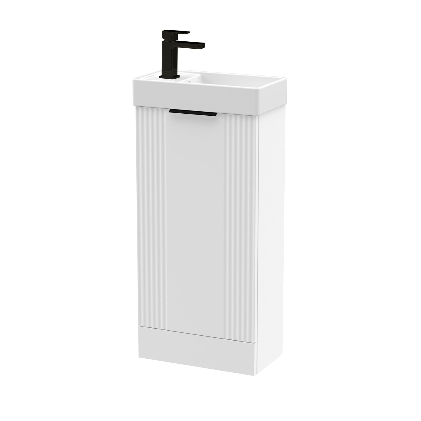 [BFDE120H224] Belvide Retro Floor Standing 1 Door Cloakroom Vanity Basin Unit, 400mm, Choice of Colour and Handle Finish - Cutout