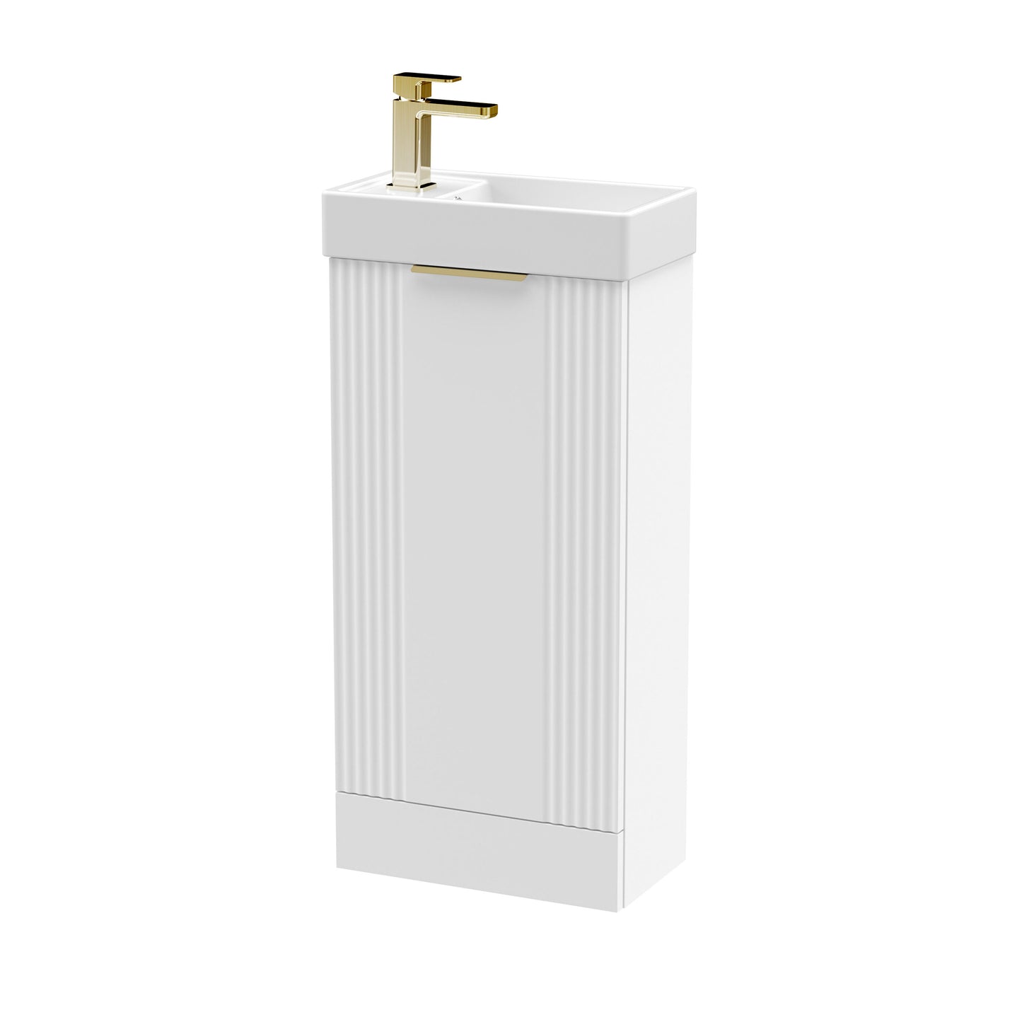 [BFDE120H324] Belvide Retro Floor Standing 1 Door Cloakroom Vanity Basin Unit, 400mm, Choice of Colour and Handle Finish - Cutout