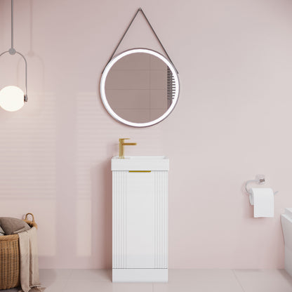 [BFDE120H324] Belvide Retro Floor Standing 1 Door Cloakroom Vanity Basin Unit, 400mm, Choice of Colour and Handle Finish - Lifestyle 1