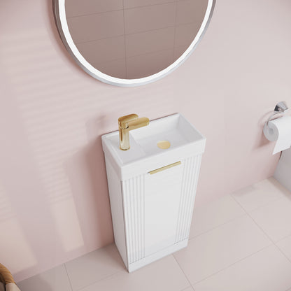 [BFDE120H324] Belvide Retro Floor Standing 1 Door Cloakroom Vanity Basin Unit, 400mm, Choice of Colour and Handle Finish - Lifestyle 2