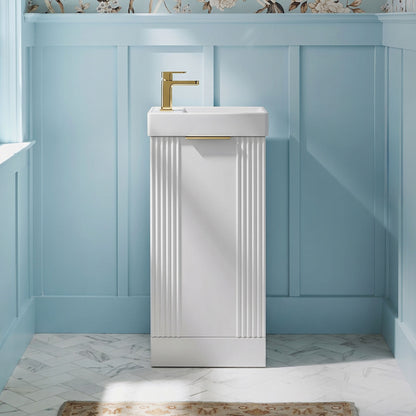 [BFDE120H324] Belvide Retro Floor Standing 1 Door Cloakroom Vanity Basin Unit, 400mm, Choice of Colour and Handle Finish - Silo