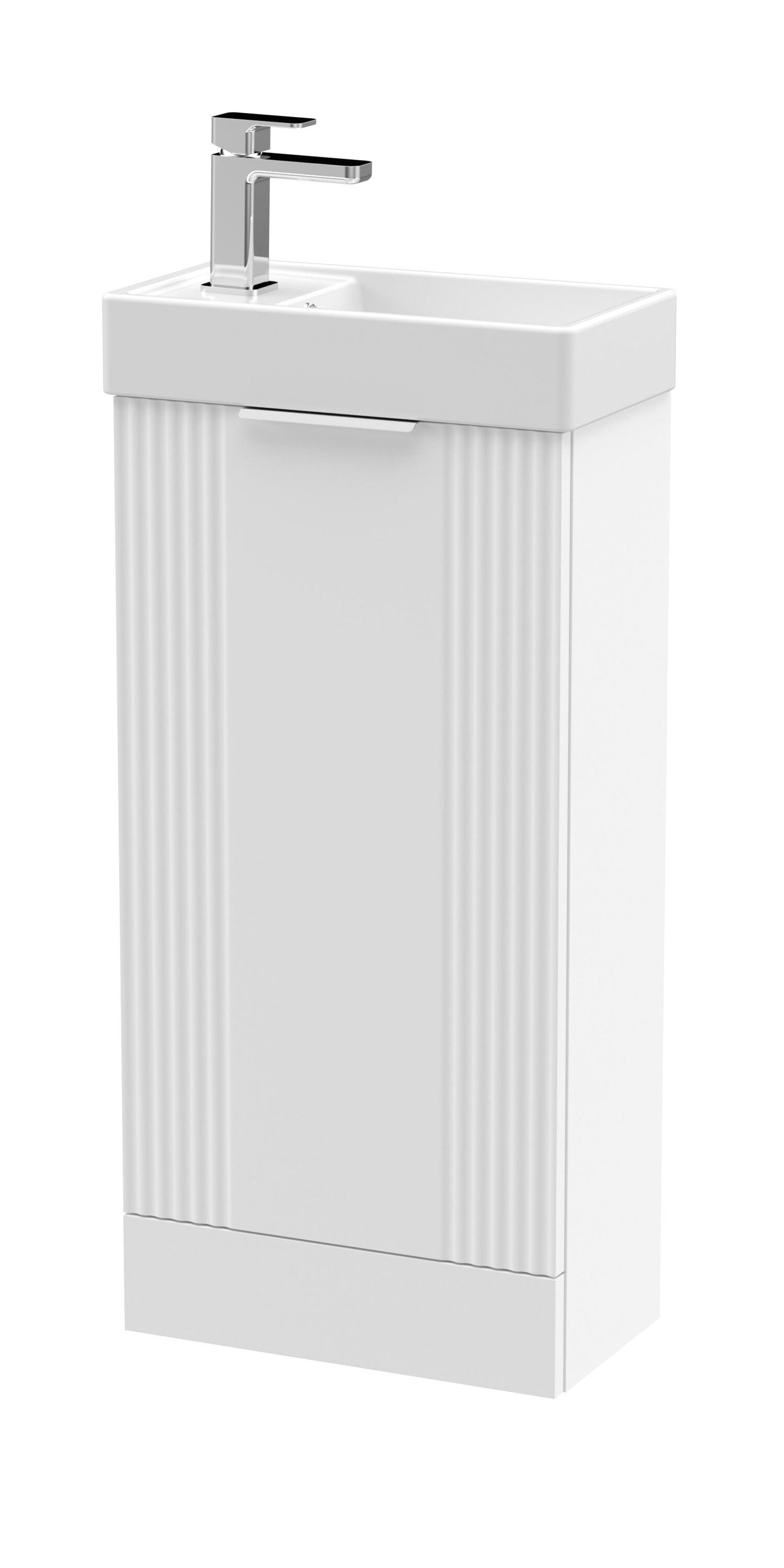 [BFDE120] Belvide Retro Floor Standing 1 Door Cloakroom Vanity Basin Unit, 400mm, Choice of Colour and Handle Finish - Cutout