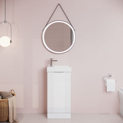[BFDE120] Belvide Retro Floor Standing 1 Door Cloakroom Vanity Basin Unit, 400mm, Choice of Colour and Handle Finish - Lifestyle 1