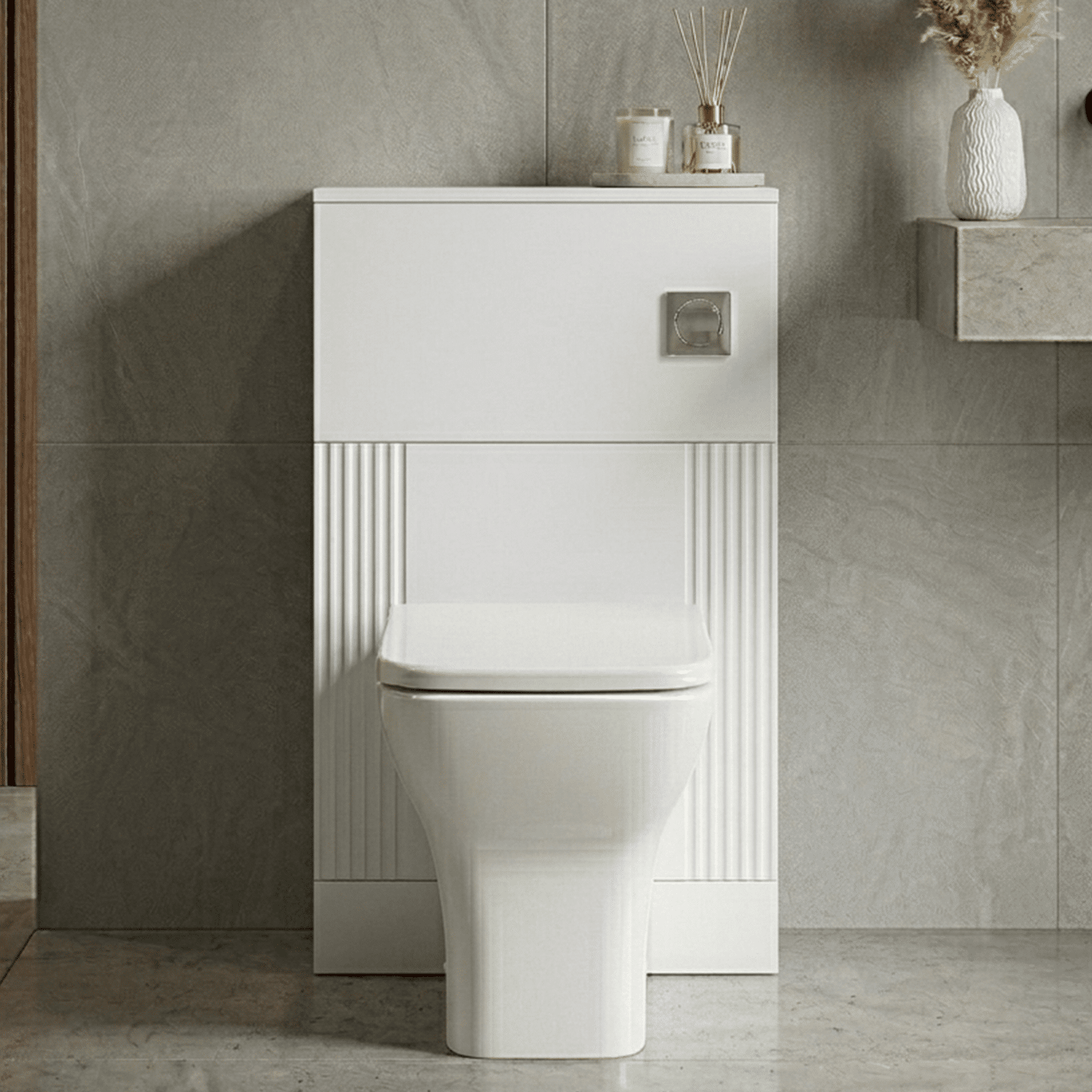 [BFDE141] Belvide Modern Bathroom Retro Floor Standing WC Back to Wall Toilet Unit, 500mm, Choice of Colour - Silo