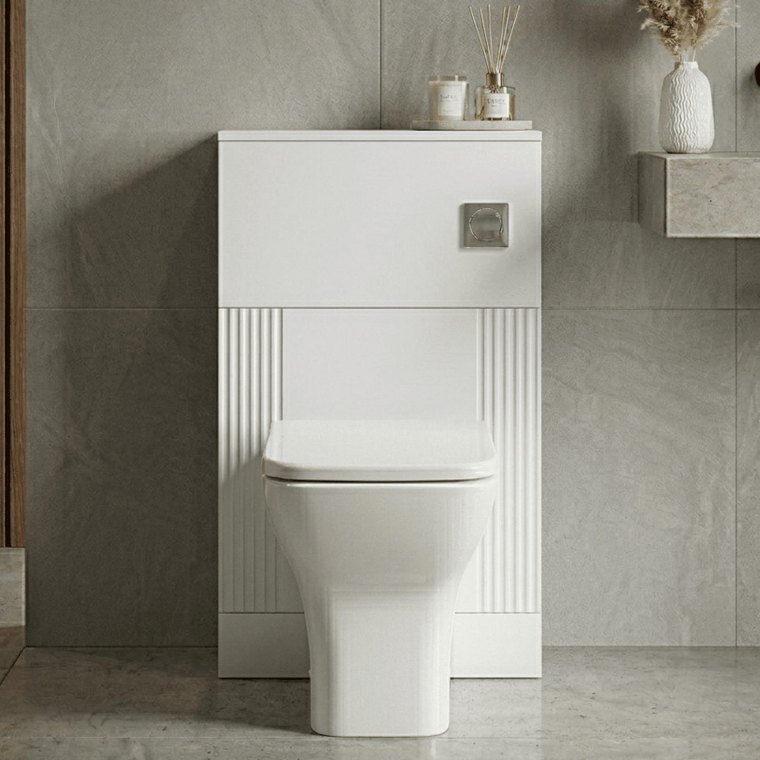 [BFDE141] Belvide Modern Bathroom Retro Floor Standing WC Back to Wall Toilet Unit, 500mm, Choice of Colour - Silo