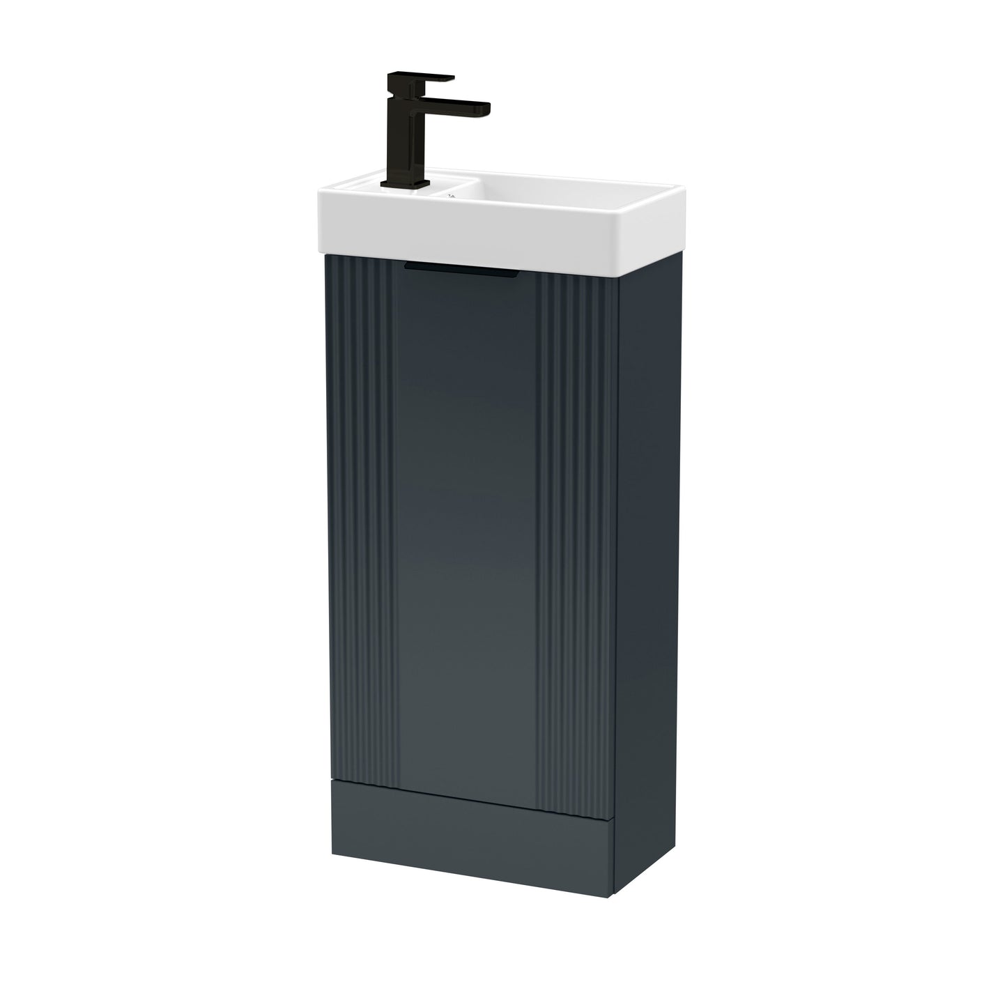 [BFDE1420H224] Belvide Retro Floor Standing 1 Door Cloakroom Vanity Basin Unit, 400mm, Choice of Colour and Handle Finish - Cutout