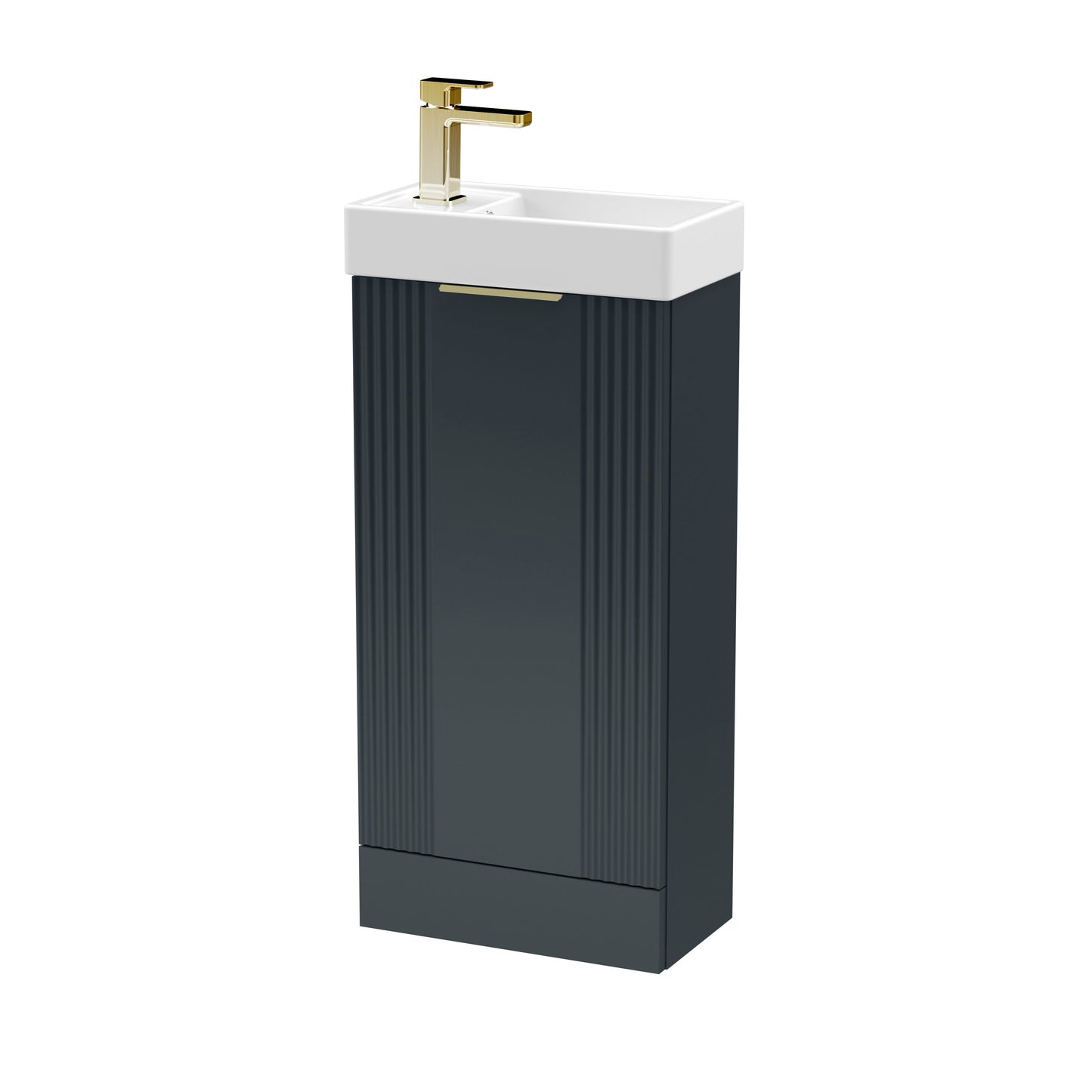 [BFDE1420H324] Belvide Retro Floor Standing 1 Door Cloakroom Vanity Basin Unit, 400mm, Choice of Colour and Handle Finish - Cutout