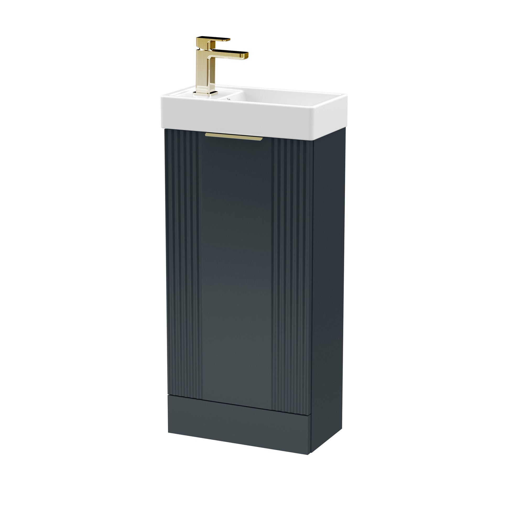 [BFDE1420H324] Belvide Retro Floor Standing 1 Door Cloakroom Vanity Basin Unit, 400mm, Choice of Colour and Handle Finish - Cutout