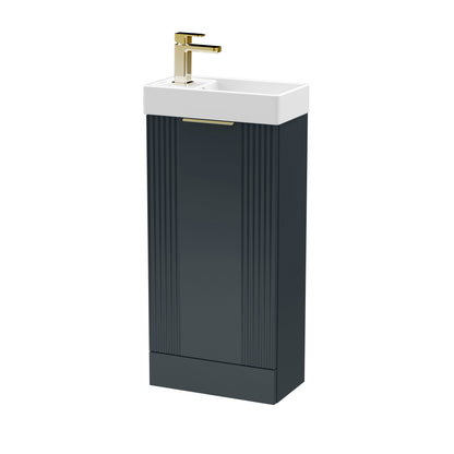 [BFDE1420H324] Belvide Retro Floor Standing 1 Door Cloakroom Vanity Basin Unit, 400mm, Choice of Colour and Handle Finish - Cutout