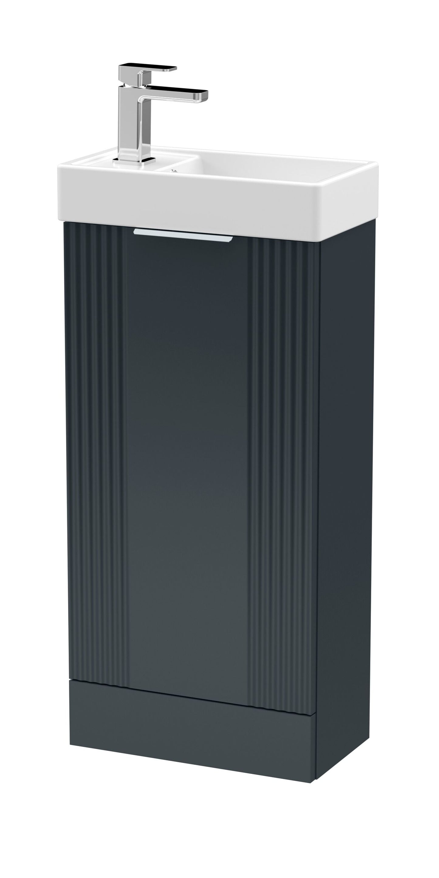 [BFDE1420] Belvide Retro Floor Standing 1 Door Cloakroom Vanity Basin Unit, 400mm, Choice of Colour and Handle Finish - Cutout